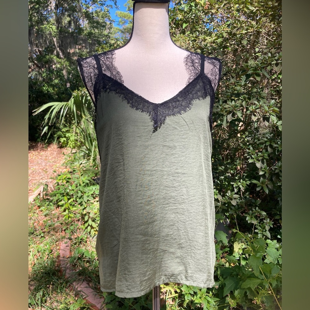 Witchy Green Lace Tank - Practical Magic Vibes, Medium Sleeveless, Forrest Green